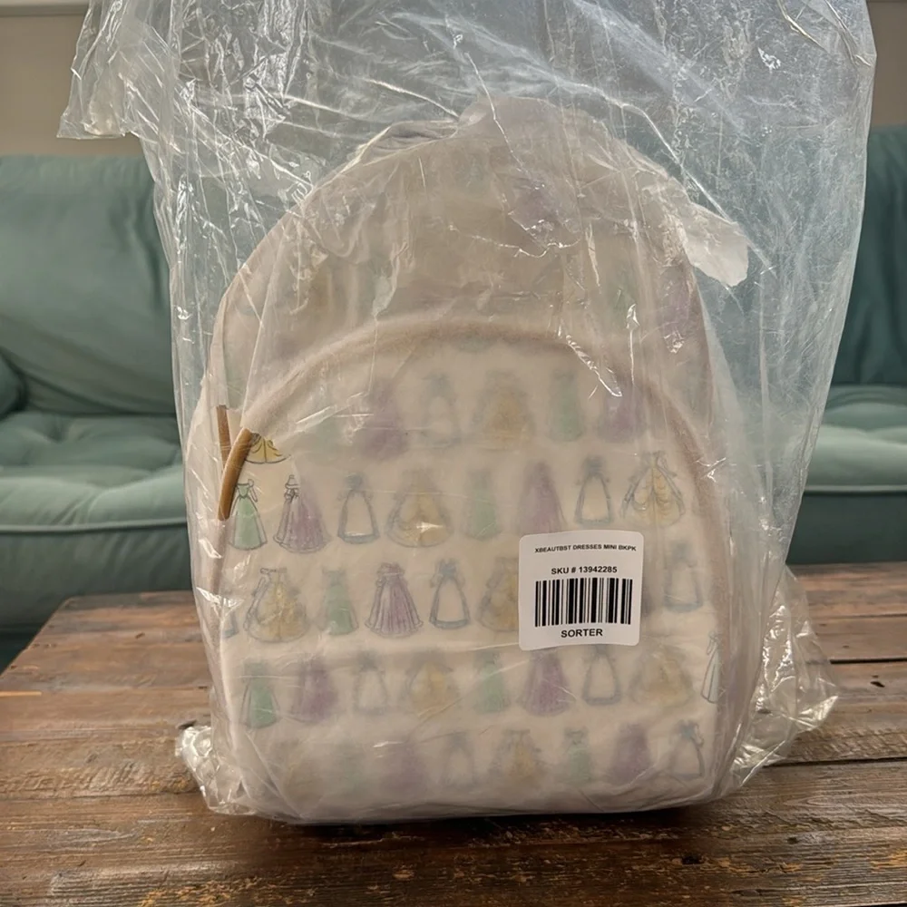 NEW! Loungefly mini backpack Beauty and the Beast dresses